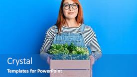  Presentation with wooden - PPT layouts having beautiful-redhead-woman-holding-wooden background and a teal colored foreground