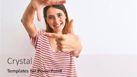  Presentation with creativity - Colorful presentation theme enhanced with beautiful-redhead-woman-wearing-casual backdrop and a lemonade colored foreground