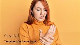  Presentation with arthritis - Cool new PPT theme with beautiful-redhead-woman-wearing-casual backdrop and a gold colored foreground