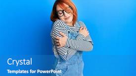  Presentation with confident love - Amazing presentation having beautiful-redhead-woman-wearing-casual backdrop and a teal colored foreground