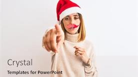  Presentation with pretend - Colorful presentation enhanced with beautiful-redhead-woman-wearing-christmas backdrop and a lemonade colored foreground