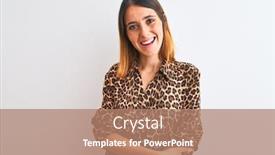  Presentation with animal print - Presentation theme with beautiful redhead woman wearing elegant animal print shirt over isolated background happy face smiling with crossed arms looking at the camera positive person background and a coral colored foreground
