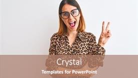  Presentation with animal print - Colorful slide set enhanced with beautiful redhead woman wearing glasses and elegant animal print shirt over isolated background smiling with happy face winking at the camera doing victory sign number two backdrop and a coral colored foreground