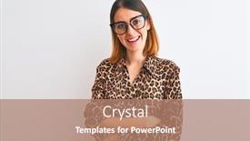  Presentation with animal print - PPT theme featuring beautiful-redhead-woman-wearing-glasses background and a  colored foreground