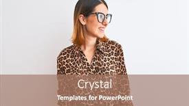  Presentation with animal print - Amazing presentation design having beautiful-redhead-woman-wearing-glasses backdrop and a coral colored foreground