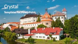  Presentation with renaissance era - Slides with beautiful renaissance era castle background and a teal colored foreground