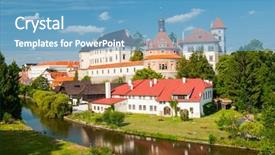  Presentation with renaissance era - Theme consisting of beautiful renaissance era castle background and a teal colored foreground