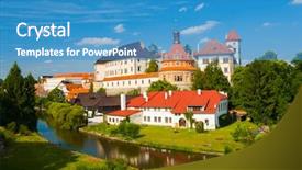  Presentation with renaissance era - Amazing presentation theme having beautiful renaissance era castle backdrop and a teal colored foreground