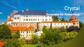  Presentation with renaissance era - Presentation theme consisting of beautiful renaissance era castle background and a teal colored foreground