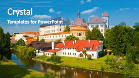  Presentation with renaissance era - Presentation theme having beautiful renaissance era castle background and a teal colored foreground