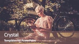  Presentation with retro - PPT layouts featuring floral vintage - blond beautiful retro woman reading background and a coral colored foreground