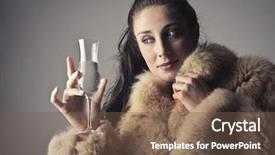  Presentation with rich - Theme with beautiful rich woman holding a glass of champagne background and a violet colored foreground