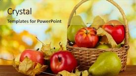  Presentation with bright yellow - Amazing slide set having beautiful ripe apples and pears backdrop and a yellow colored foreground