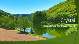  Presentation with river forest - Presentation theme featuring beautiful-river-with-forest-vallee background and a tawny brown colored foreground