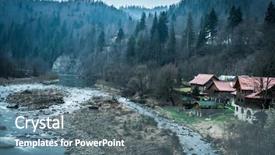  Presentation with beautiful houses - Beautiful theme featuring gloomy top view - beautiful river with houses backdrop and a ocean colored foreground