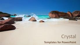  Presentation with rocky ocean coast - Amazing presentation design having beautiful rocky coast and turquoise ocean waters in seychelles backdrop and a lemonade colored foreground