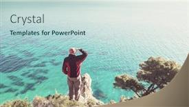  Presentation with rocky - Beautiful presentation theme featuring beautiful rocky coastline in greece backdrop and a soft green colored foreground