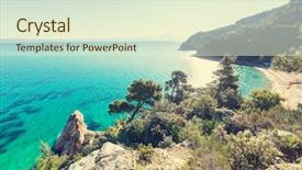  Presentation with rocky - Presentation enhanced with beautiful rocky coastline in greece background and a cream colored foreground