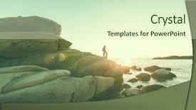  Presentation with rocky - Audience pleasing presentation design consisting of beautiful rocky coastline in greece backdrop and a cream colored foreground