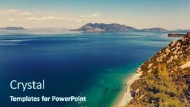  Presentation with rocky - Audience pleasing presentation consisting of beautiful rocky coastline in greece backdrop and a navy blue colored foreground