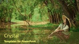  Presentation with romantic - Presentation having beautiful-romantic-asian-girl-sits background and a tawny brown colored foreground