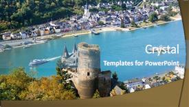  Presentation with romantic - PPT theme consisting of beautiful romantic castles of rhine background and a teal colored foreground