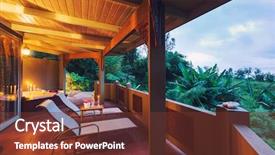  Presentation with romantic - Presentation design with beautiful romantic deck on tropical background and a tawny brown colored foreground