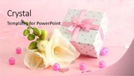  Presentation with romantic gift - Cool new presentation design with beautiful romantic gift box and flower on pink background backdrop and a lemonade colored foreground
