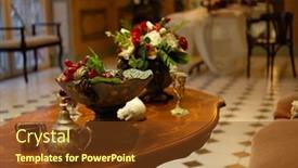  Presentation with elegant flowers - Audience pleasing presentation design consisting of beautiful-romantic-room-with-elegant backdrop and a tawny brown colored foreground
