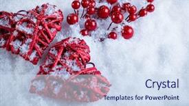  Presentation with falling snow - Presentation consisting of beautiful romantic vintage red hearts background and a sky blue colored foreground