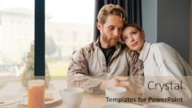  Presentation with romantic - Theme having beautiful-romantic-young-couple-hugging background and a coral colored foreground