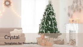  Presentation with room - PPT theme with beautiful room with christmas background and a coral colored foreground