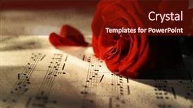  Presentation with music sheets - Theme having beautiful rose on music sheets background and a tawny brown colored foreground