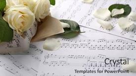  Presentation with music sheets - Beautiful PPT theme featuring beautiful rose on music sheets backdrop and a light gray colored foreground