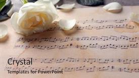  Presentation with music sheets - Cool new presentation design with beautiful rose on music sheets backdrop and a  colored foreground