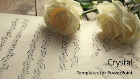  Presentation with music sheets - Colorful PPT theme enhanced with beautiful rose on music sheets backdrop and a mint green colored foreground