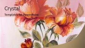  Presentation with canvas - Audience pleasing presentation design consisting of beautiful roses oil painting backdrop and a coral colored foreground