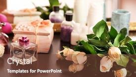  Presentation with roses - Theme featuring beautiful roses perfumes on table near mirror background and a tawny brown colored foreground