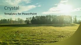  Presentation with band - Colorful slide set enhanced with beautiful-rural-countryside-with-green backdrop and a mint green colored foreground