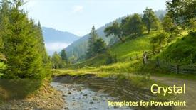  Presentation with rural - Beautiful presentation design featuring beautiful rural landscape in carpathian backdrop and a tawny brown colored foreground