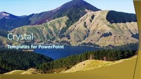  Presentation with green hills - Beautiful presentation design featuring beautiful-rural-landscape backdrop and a ocean colored foreground