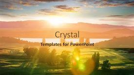  Presentation with green hills - Audience pleasing PPT theme consisting of beautiful-rural-landscape backdrop and a yellow colored foreground