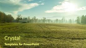  Presentation with autumn morning - Beautiful slide deck featuring beautiful-rural-morning-scape backdrop and a tawny brown colored foreground