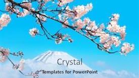  Presentation with mount fuji - Presentation design consisting of beautiful-sacred-mount-fuji-fujiyama background and a light blue colored foreground