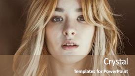  Presentation with sad girl - PPT layouts consisting of beautiful sad girl closeup background and a coral colored foreground