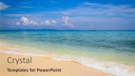  Presentation with tropical - PPT theme having beautiful-sand-beach-on-tropical background and a lemonade colored foreground