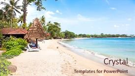  Presentation with sand - Beautiful slide deck featuring beautiful-sand-sengigi-beach-lombok backdrop and a lemonade colored foreground