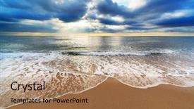  Presentation with sunrise - Beautiful PPT layouts featuring beautiful sandy beach at sunrise backdrop and a coral colored foreground