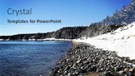  Presentation with newfoundland - Colorful theme enhanced with beautiful sandy beach in newfoundland in winter backdrop and a teal colored foreground
