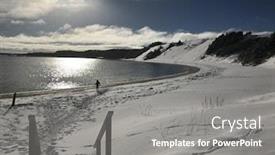  Presentation with newfoundland - Presentation theme enhanced with beautiful sandy beach in newfoundland in winter background and a gray colored foreground